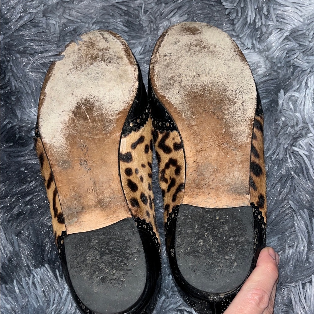 Marchesa Pony Fur and Laser cut Patent Leather Leopard Flats 41 US 11 - Picture 9 of 9